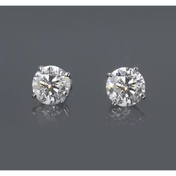 White Gold 14K 1.50 Carats Basket Type Set Round Natural Earth Mined Diamond Stud Earring