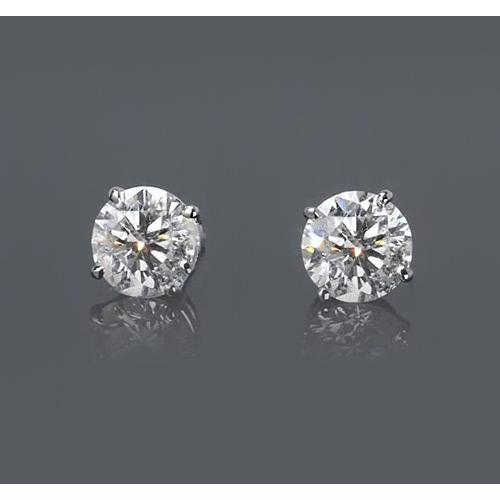  prong Style Wedding  Stud Earrings White Gold Diamond