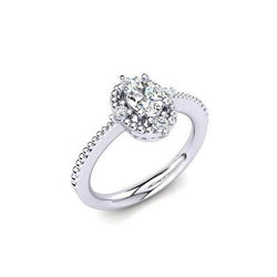 Natural  White Gold 14K 1.60 Carats Sparkling Diamond Anniversary Ring Halo