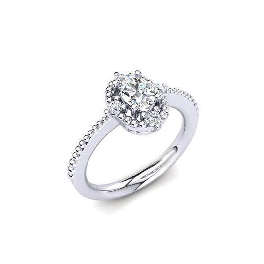 White Gold 14K 1.60 Ct Sparkling Diamonds Anniversary Ring Halo New Halo Ring