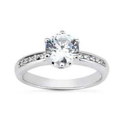 White Gold 2 Carat Round Brilliant Diamond Solitaire With Accents Ring