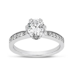 2 Carats Round Brilliant Diamond Ring With Accents White Gold 14K