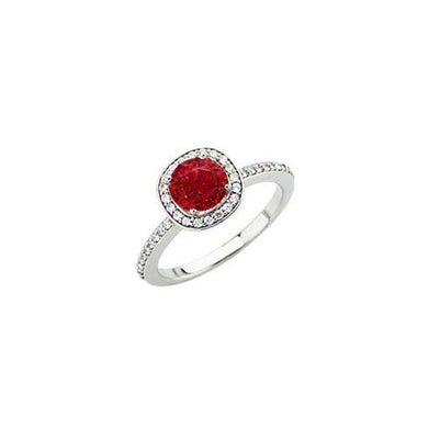 White Gold    Red & White Round Ruby Ring Jewelry Gemstone Ring