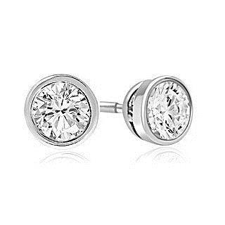 White Gold 14K 3 Carats Bezel Setting Round GIA CERTIFIED Lab Grown Diamond Stud Earring