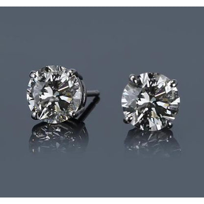 White Gold  Four Prong Round Diamond Stud Earring Stud Earrings