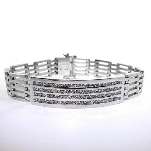 White Gold 14K 3 Carats Round Cut Men Diamond Bracelet Jewelry Mens Bracelet