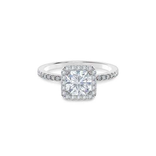 White Gold 14K 3 Ct Princess And Round Cut Diamonds Engagement Ring Halo Halo Ring