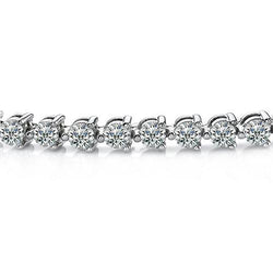 Real  New Diamond Lady Tennis Bracelet 3 Prong Set 7 Carat White Gold 14K