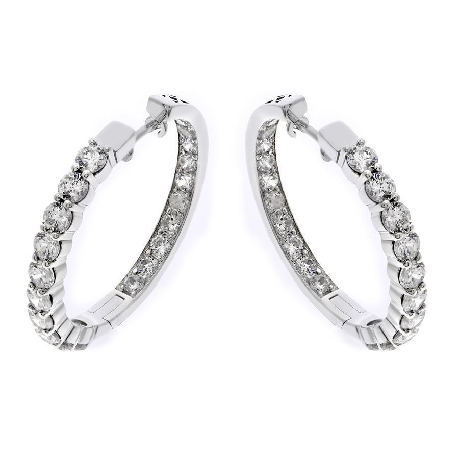 White Gold 14K 3.20 Carats Round Cut Diamonds Lady Hoop Earrings Hoop Earrings