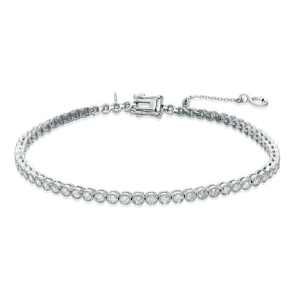 White Gold 14K 3.3 Carats Bezel Set Round Diamonds Tennis Bracelet Tennis Bracelet