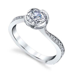 White Gold 14K 3.30 Ct Bezel Set Round Cut Diamonds Engagement Ring