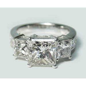 White Gold 14K 3.5 Carats Princess Cut Diamond 3 Stone Engagement Ring Three Stone Ring