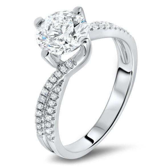  Women Jewelry Sparkling Unique Solitaire Ring with Accents White Gold Diamond 