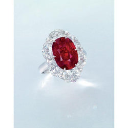 3.60 Ct Oval Cut Ruby Natural Earth Mined Diamond Ring New