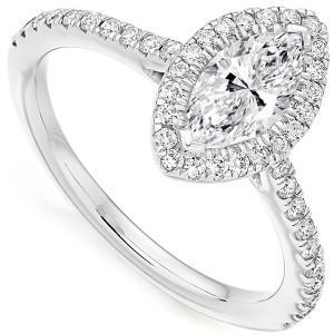 White Gold 14K 3.60 Ct Marquise And Round Cut Diamonds Wedding Ring Halo Halo Ring