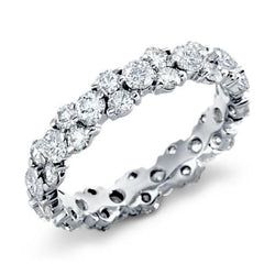 3.25 Carats Round Diamond Wedding Band Jewelry White Gold 14K