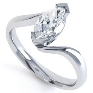 White Gold Big Marquise Cut Diamond Engagement Ring Solitaire Ring