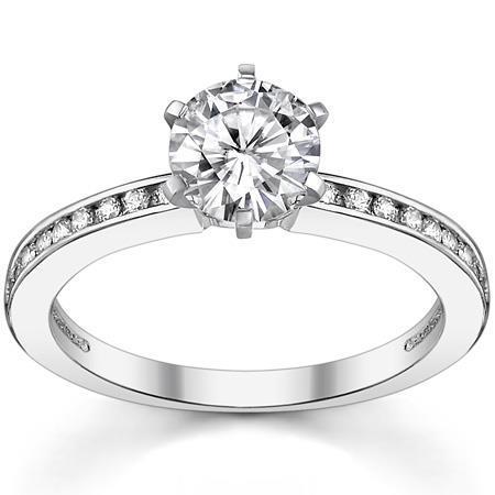  New High Quality Wedding Solitaire Ring with Accents White Gold Diamond  