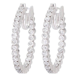 White Gold 14K Brilliant Cut 5.60 Carats Diamonds Women Hoop Earrings