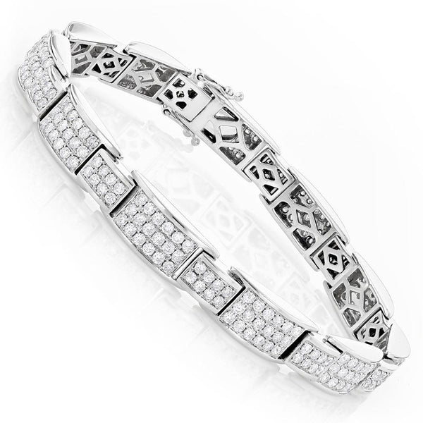 White Gold 14K Brilliant Cut 9.85 Ct Diamonds Men'S Link Bracelet Mens Bracelet