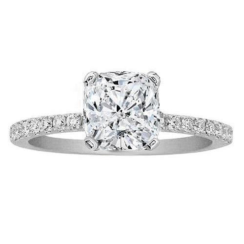 White Gold Antique White  Gold half bazel fancy Engagement Diamond Solitaire Ring with Accents