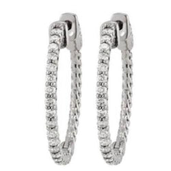White Gold 14K Diamonds Earring 1.25 Carat Diamond Hoop Earrings