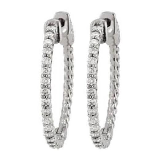 White Gold 14K Diamonds Earring 1.25 Carat Diamond Hoop Earrings Hoop Earrings