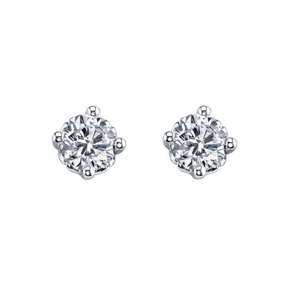  Ladies Studs Fancy Princess Cut Vintage Style White Gold Diamond Stud Earrings