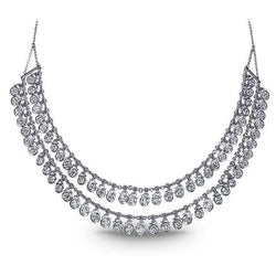 White Gold 14K Double Row 30 Carats Diamonds New Women Necklace
