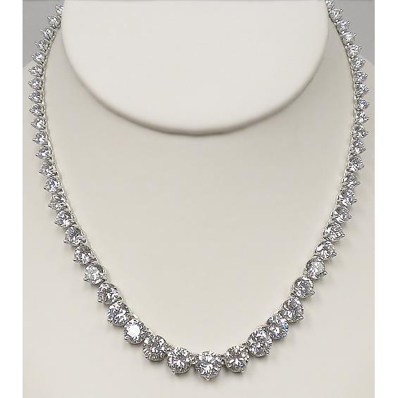 White Gold 14K F Vvs1 Round Cut 14.00 Carats Diamonds Lady Necklace Necklace