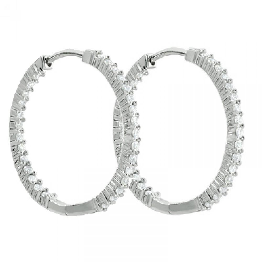 New Amazing White Gold  Round Cut Diamonds Lady Hoop Earrings Hoop Earrings