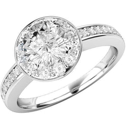 White Gold 4.20 Ct Round Natural Earth Mined Diamond Wedding Halo Ring