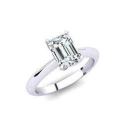 White Gold 14K Emerald Cut 1.75 Ct Natural Earth Mined Diamond Solitaire Ring