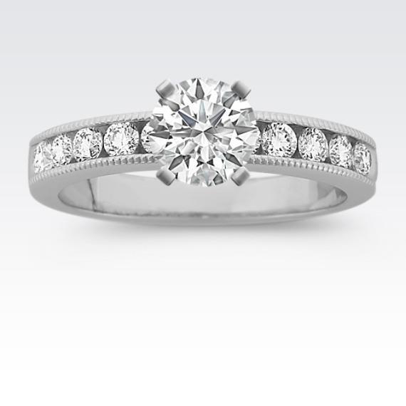New Elegant Style  White Elegant Gold Diamond Solitaire Ring with Accents 