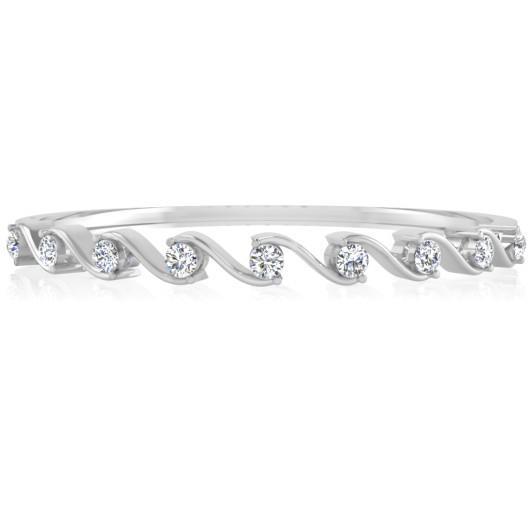 White Gold 14K Gorgeous Round Brilliant Shape 2.70 Carat Diamonds Bangle Bangle