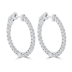 White Gold 14K Gorgeous Round Cut 3.5 Ct Diamonds Hoop Earrings New