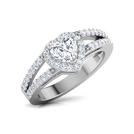 White Gold 14K Heart And Round Cut 2.60 Ct Diamonds Halo Anniversary Ring Halo Ring