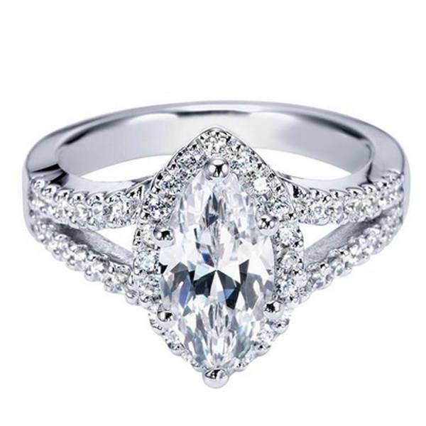 White Gold 14K Jewelry Marquise And Round Cut 2.00 Carats Diamond Lady Men Ring Ring