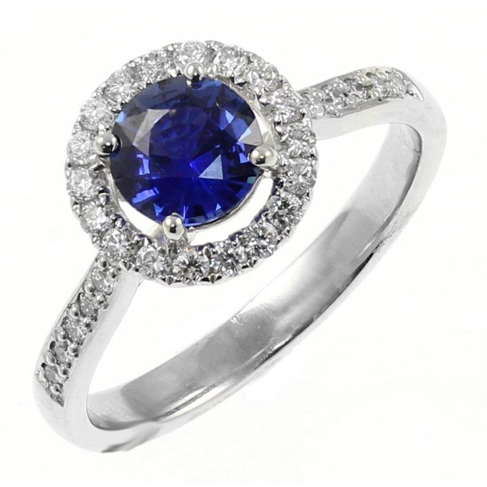 White Gold new  Jewelry Sri Lanka Sapphire Round Cut  Diamond Ring Gemstone Ring