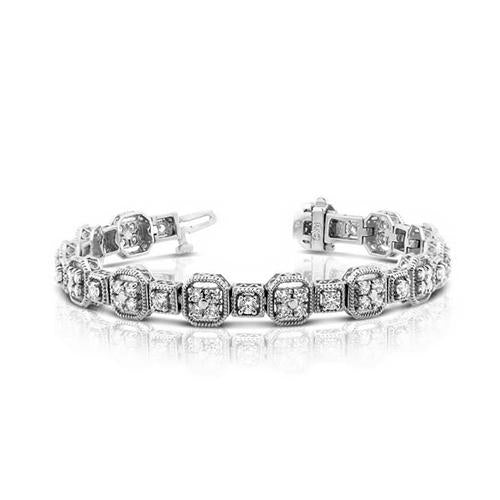 White Gold 14K Jewelry Tennis Bracelet Round Diamonds 4 Carats