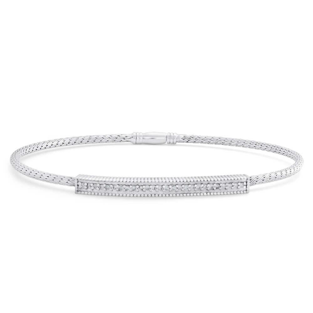 White Gold 14K Ladies Bangle Bracelet 2 Carats Small Round Diamonds Bangle