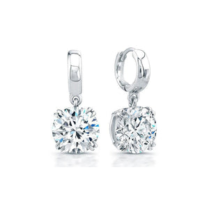 White Gold 14K Ladies Dangle Earrings Diamonds 3.00 Carats F Vs1 Dangle Earrings