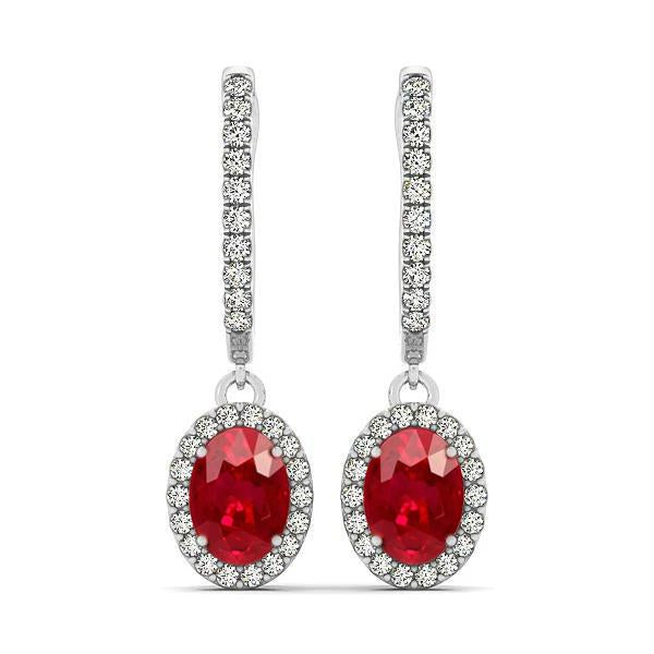 White Gold   womans stylish weeding   Lady Dangle   Ruby And Diamonds Gemstone Earring