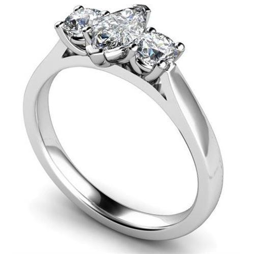 White Gold 14K Marquise And Round Cut 2.00 Carats Diamonds Ring Ring