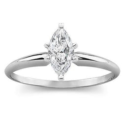 Marquise Cut Solitaire 1.10 Carats Diamond Ring White Gold 14K