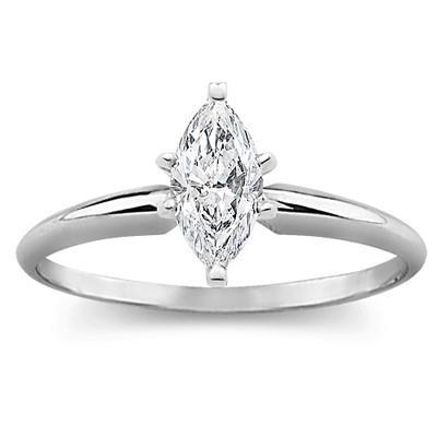 Sparkling White Gold Marquise Cut Solitaire Diamond Ring Solitaire Ring