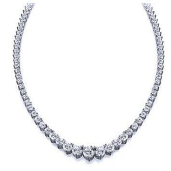 White Gold 14K Natural Brilliant Cut 16 Carats Diamonds Necklace