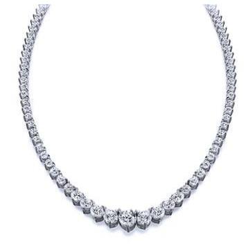White Gold 14K Natural Brilliant Cut 16.00 Carats Diamonds Necklace Necklace
