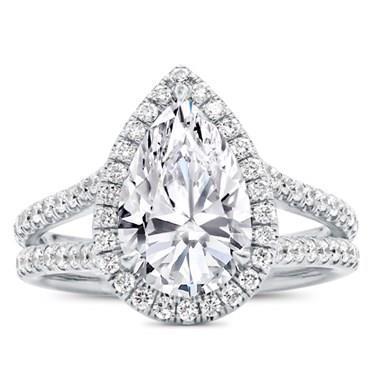 White Gold 14K Pear And Round Cut Halo 4.00 Carats Diamond Ring Halo Ring