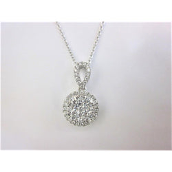 White Gold 14K Pendant Necklace With Chain 2 Carats Round Cut